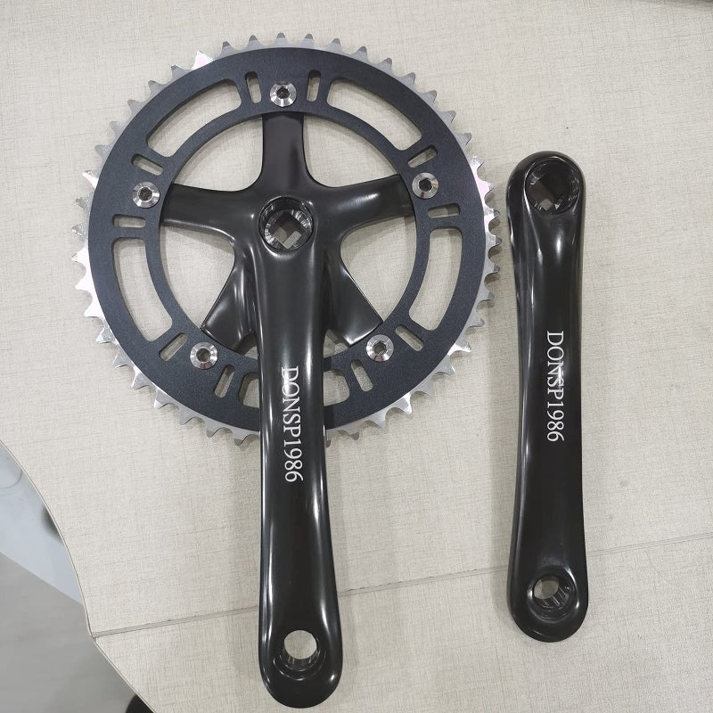 DONSP1986 Crankset Set Single Speed 46T 170mm Crankarms 130 BCD for Mountain Road Bike Fixed Gear Bicycle (Square Taper, Black) (46T, Sprocket) - Image 4